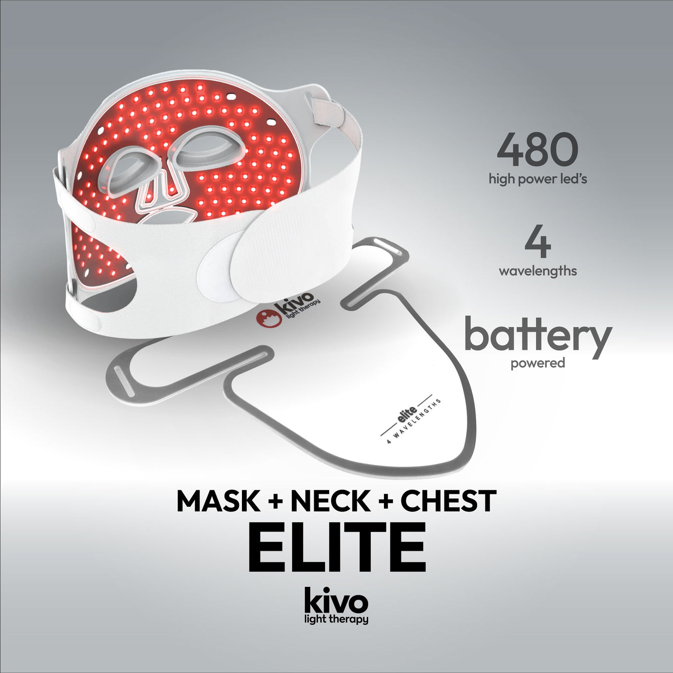 Kivo Elite Face + Neck + Chest: Red Light Therapy Mask