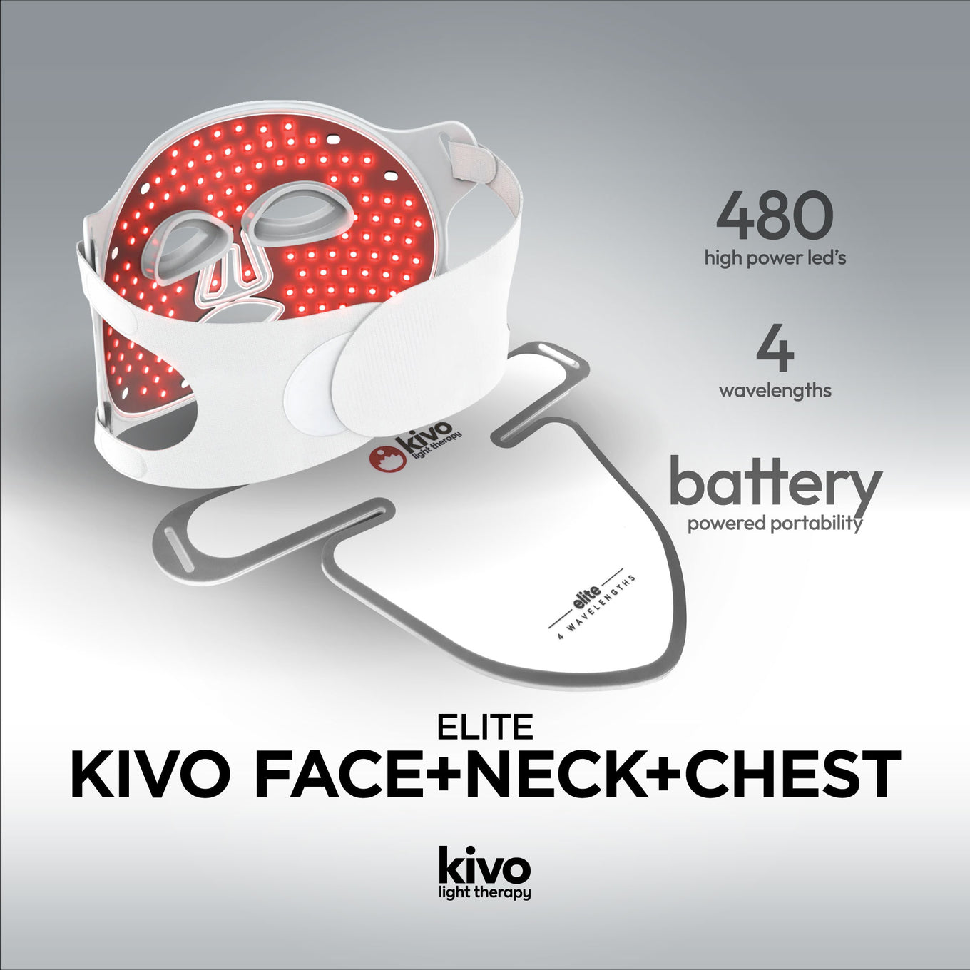 Kivo Elite Face + Neck + Chest: Red Light Therapy Mask