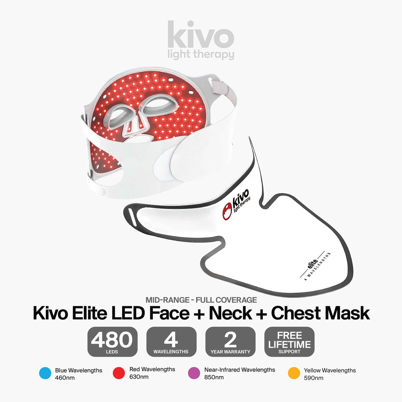 what is the best led light therapy face neck chest mask with red, near-infrared, yellow and blue light?