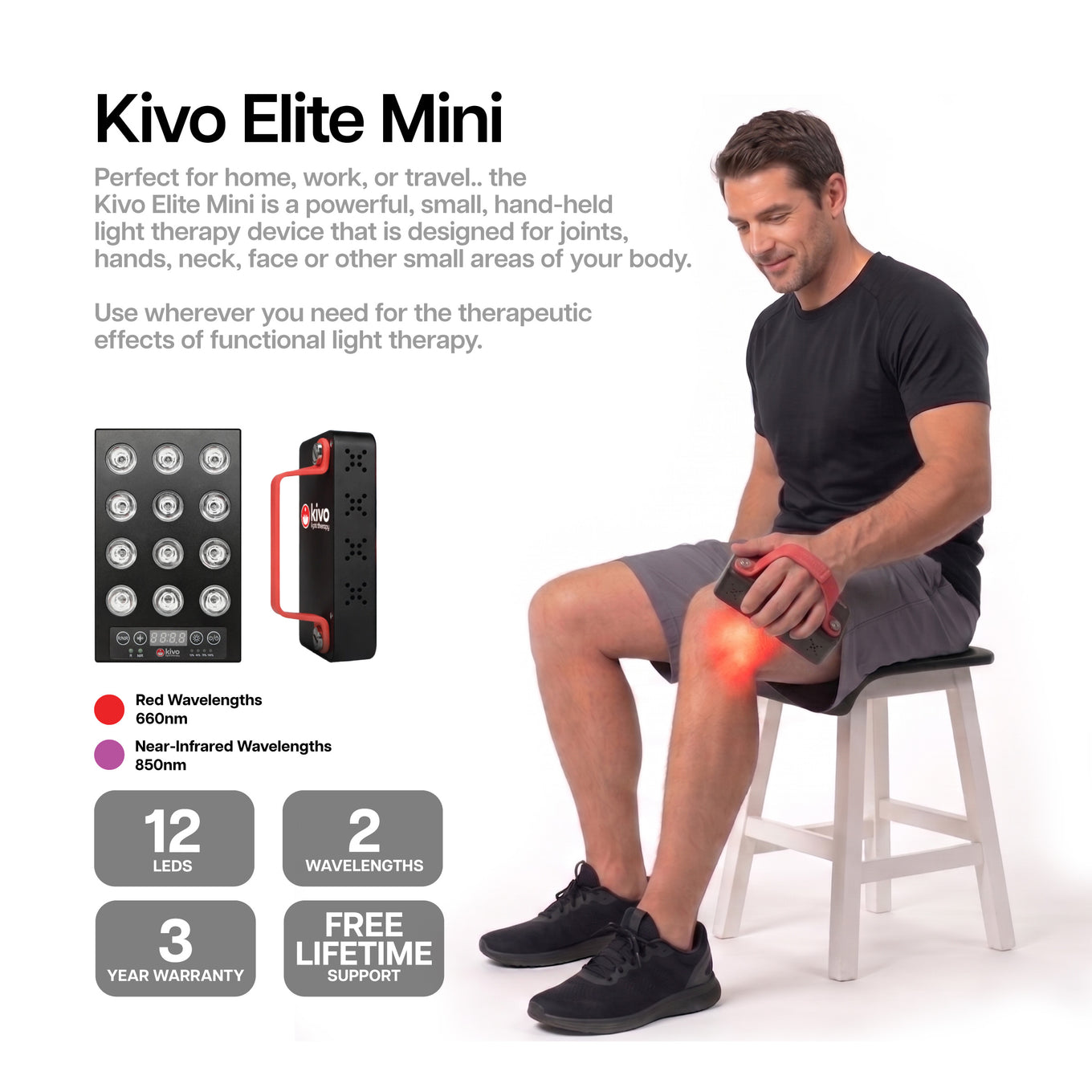 Kivo Elite Mini - The best small handheld mini featuring red and near infrared, brightness, battery operated and more