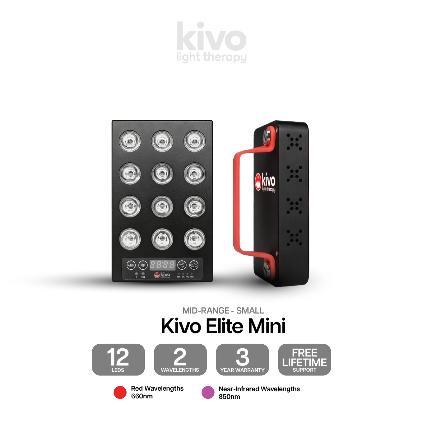 Kivo Elite Mini - The best small handheld mini featuring red and near infrared, brightness, battery operated and more