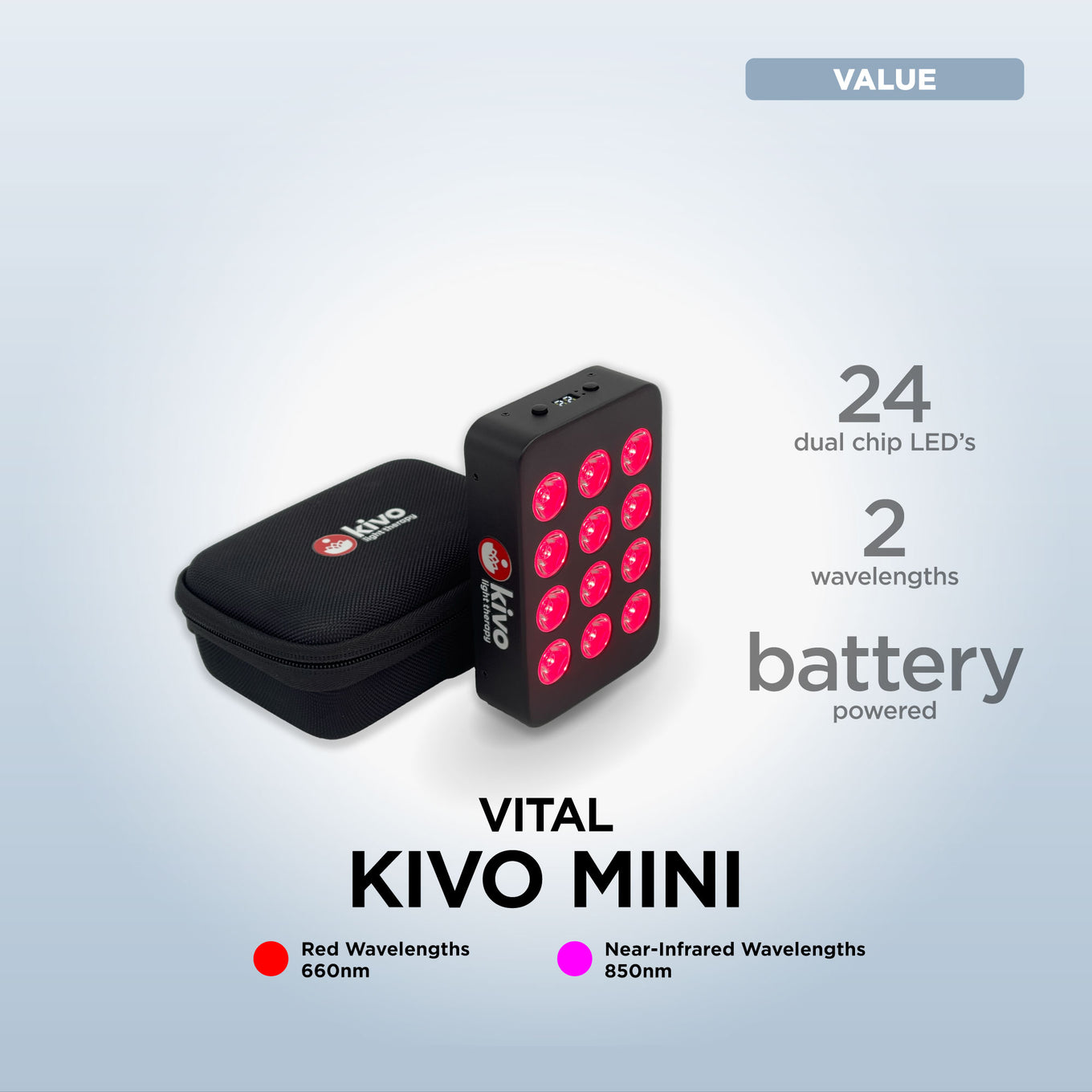 Kivo Small Mini Red Light Battery Panel