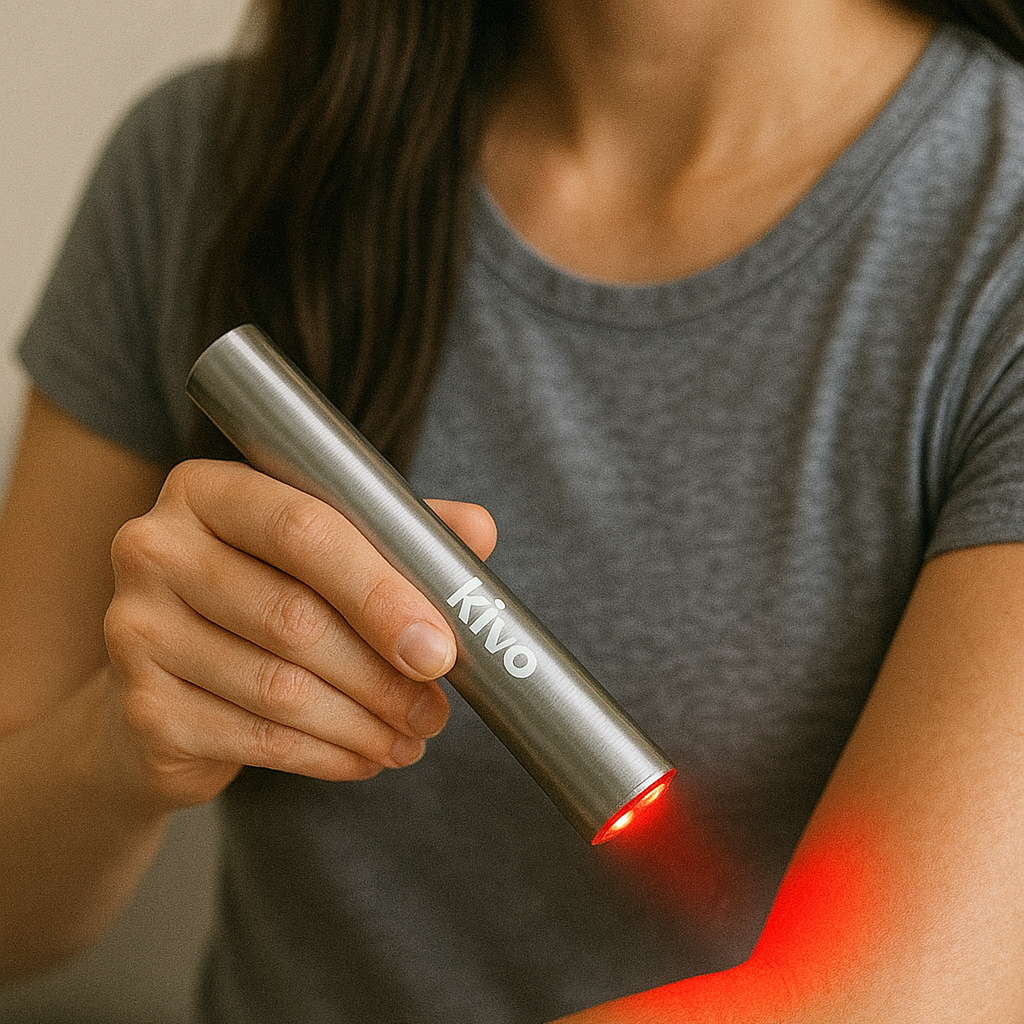 using a red light near infrared torch on elbow