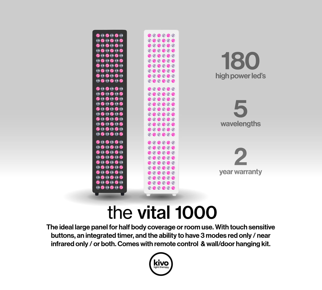 Kivo Vital 1000: Medium Full Body Red Light Therapy Panel