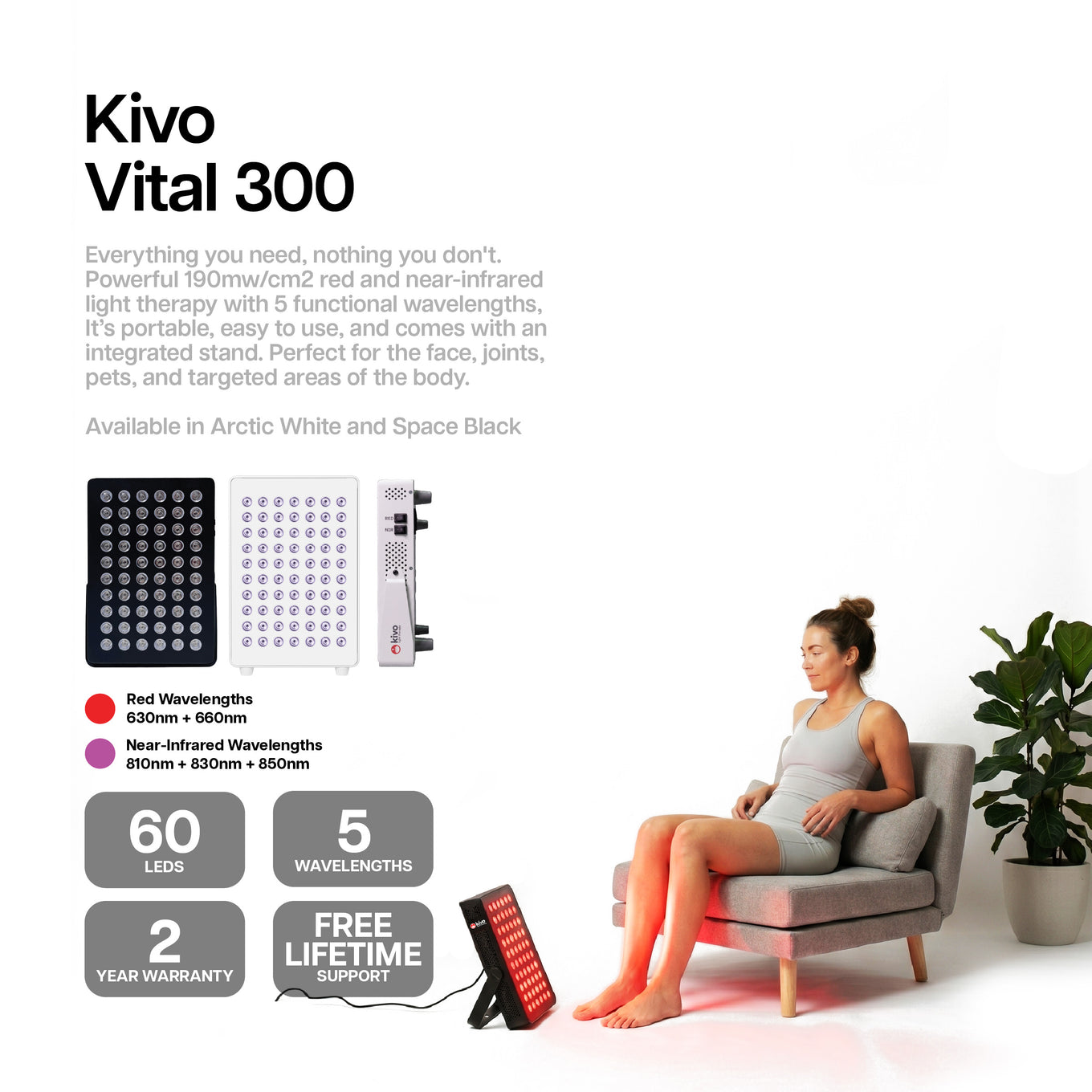 Kivo Vital 300 Essential Red light and near infrared panel great value discount best