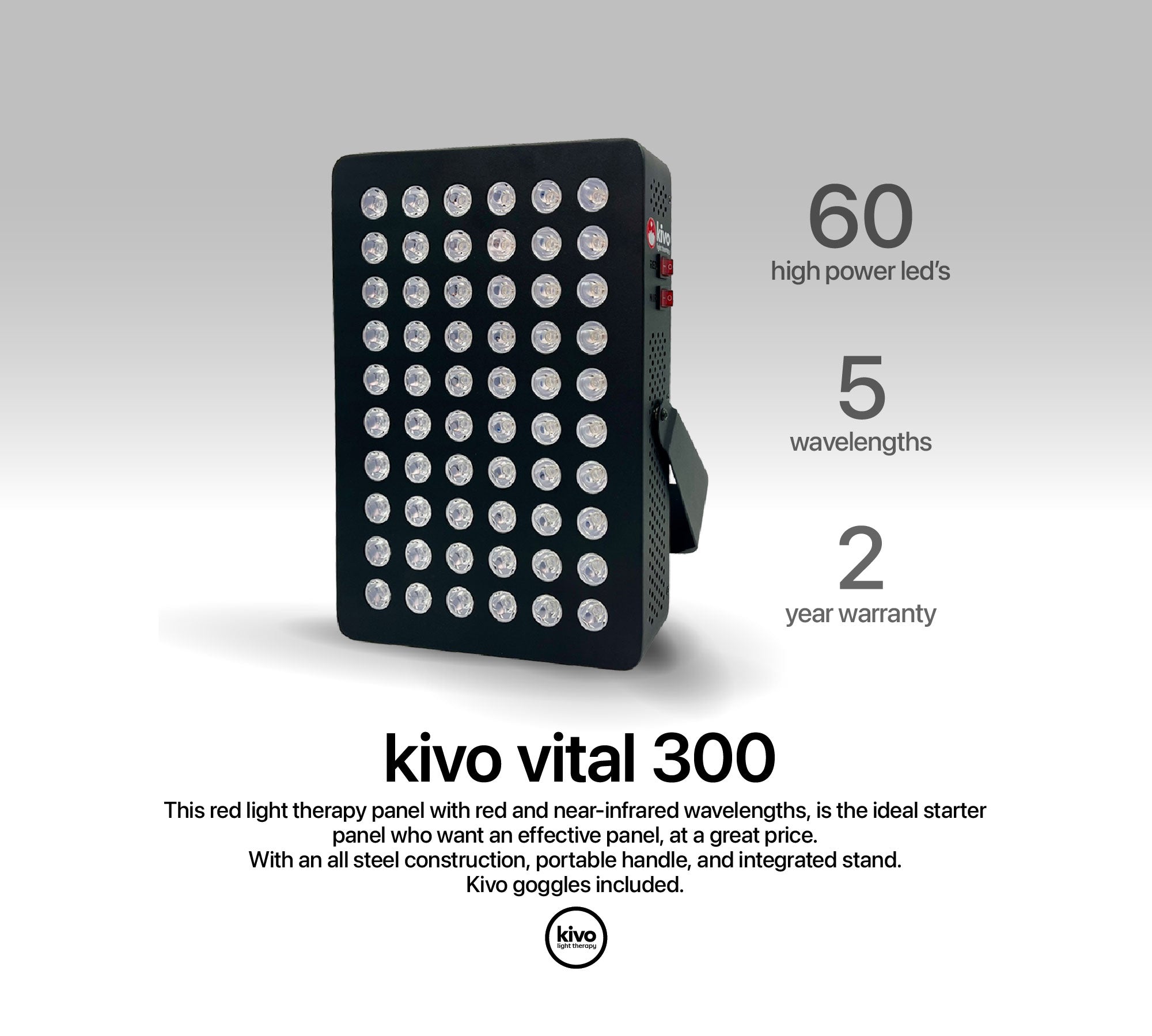 Kivo Vital 300: Portable Small Red Light Therapy Panel
