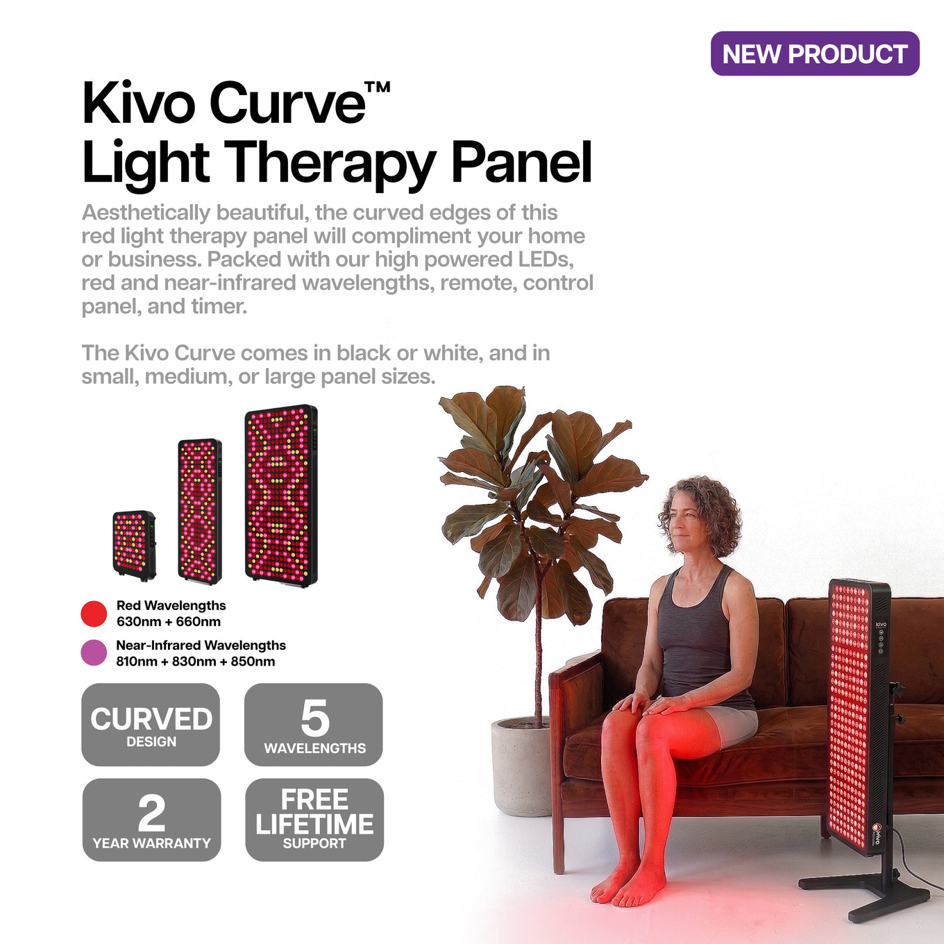 Curved red light therapy panel from Kivo