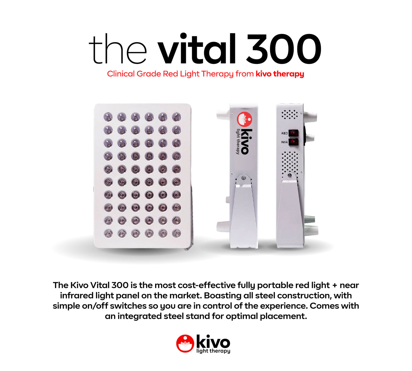 Kivo Vital 300: Portable Red Light Therapy Panel