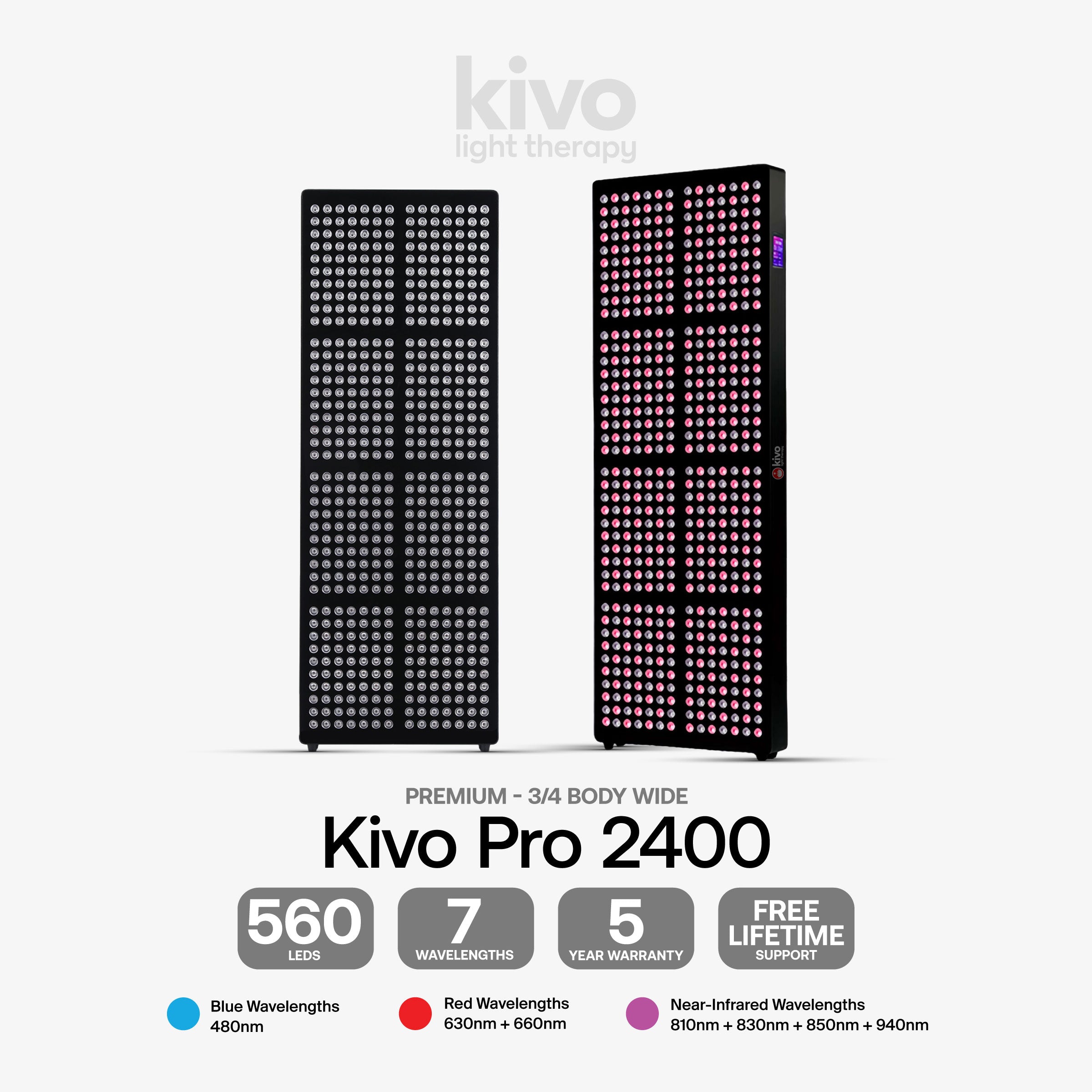 PRO 2400 large blue red near infrared led light therapy panel
