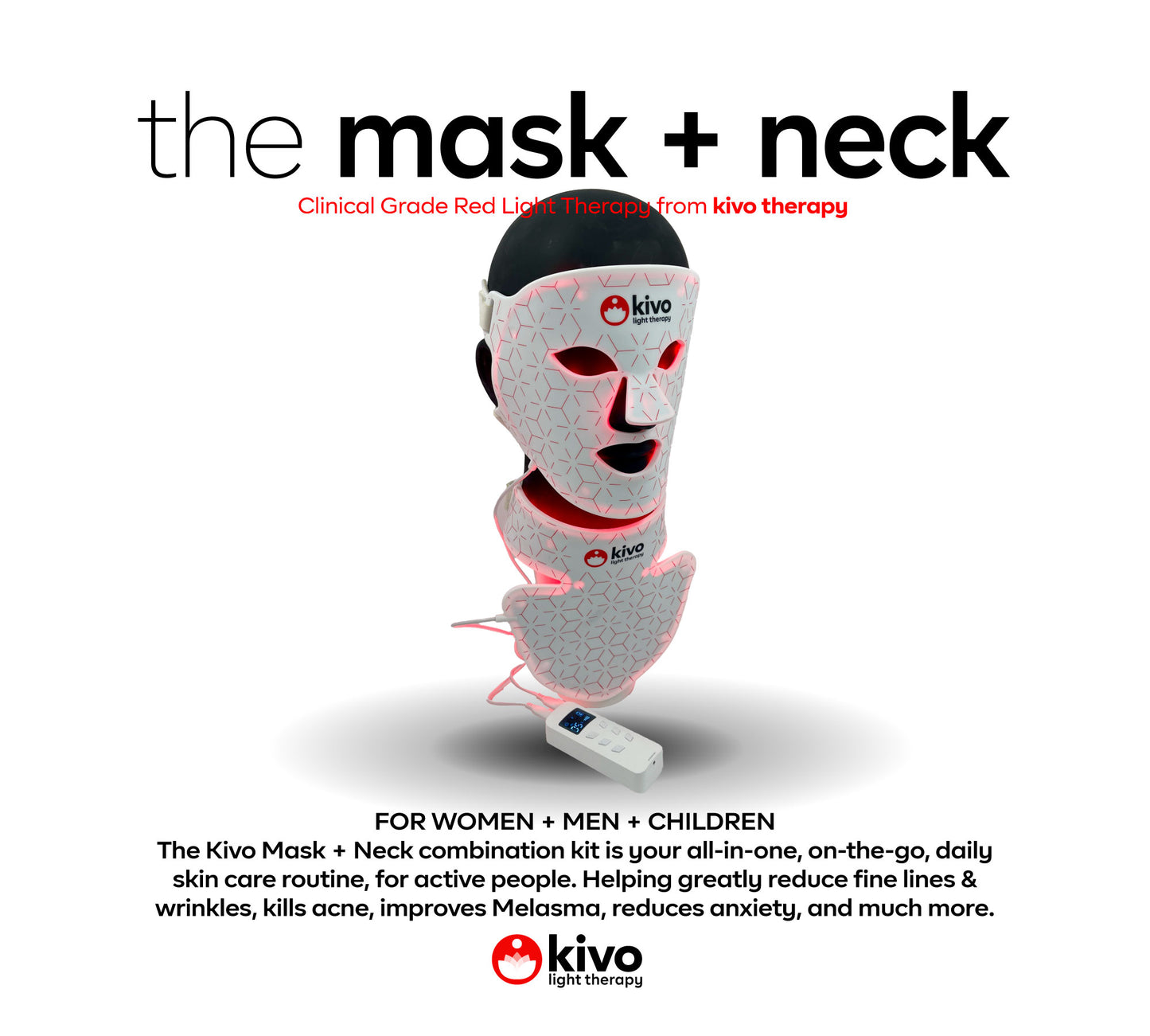 Kivo Face + Neck + Chest Red Light Therapy Mask