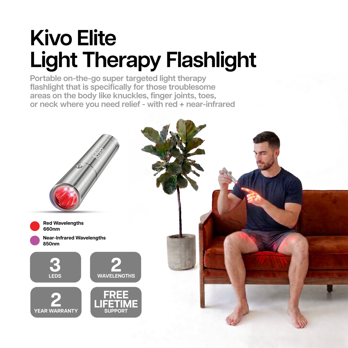 Red light therapy flashlight torch from Kivo