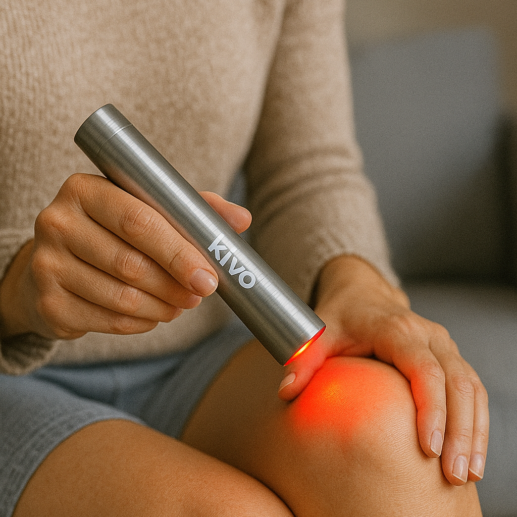 red light torch on knee
