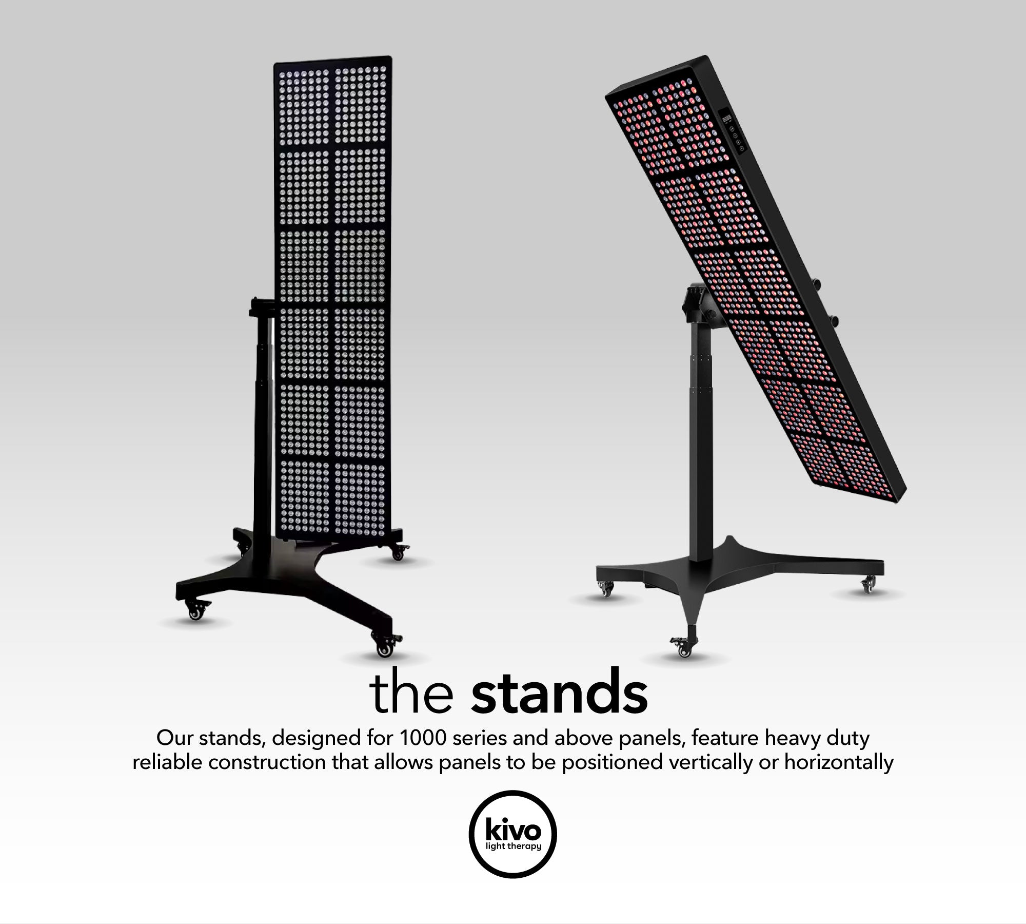 Kivo Stands: Horizontal / Vertical Mobile Stands for Red Light Panels