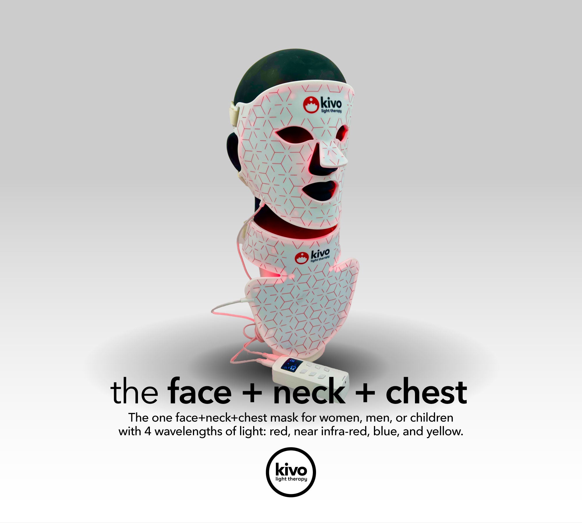 Kivo Face + Neck + Chest: Red Light Therapy Mask